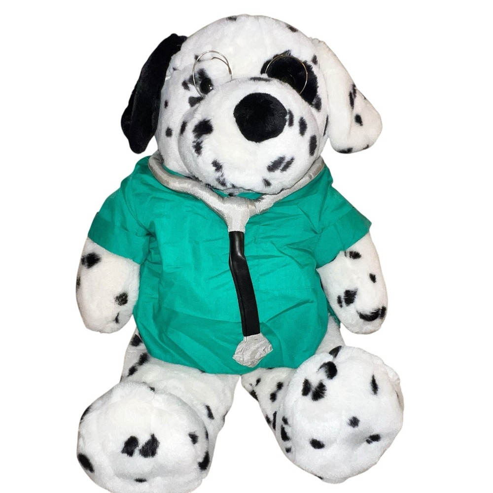 Huge Dalmatian Dog Plush Stuffed Animal in Scrub Top Stethoscope Vet Doctor‎ 25"